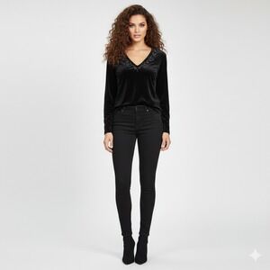 Y2K Impressions Top Womens‎ M Black Velvet Floral  Whimsigoth Classic Vintage